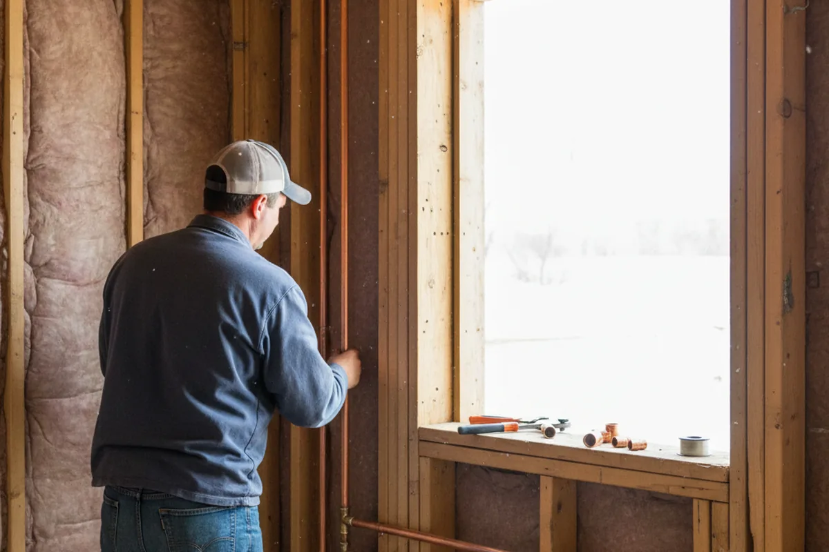 Licensed plumber running new copper supply lines in a Waterloo home